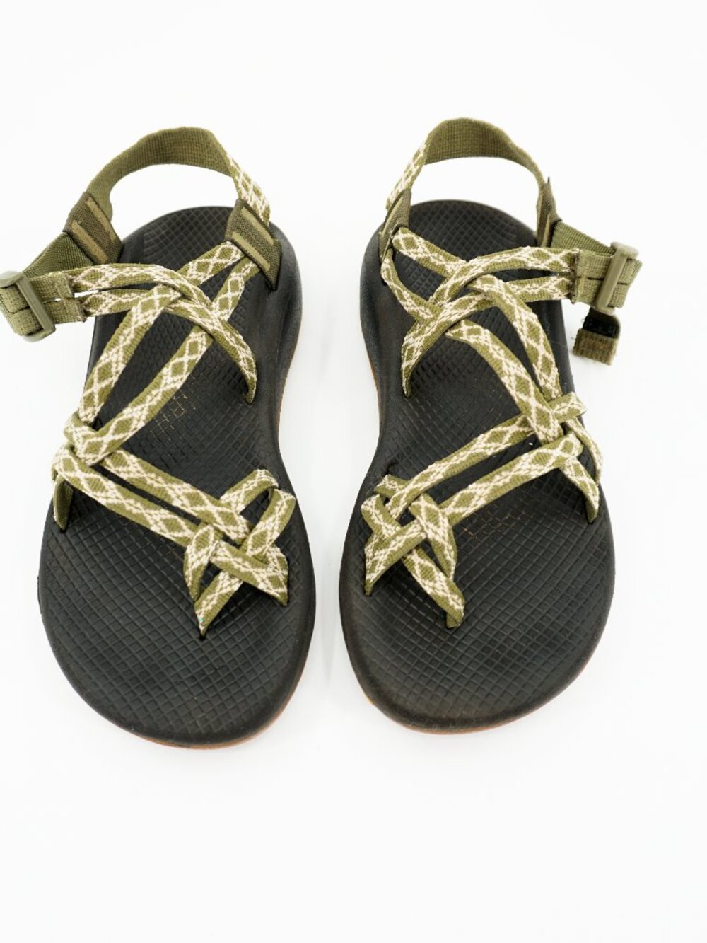 Chaco Women’s Sport Sandals Black Olive Adjustable Buckle Straps Geometric Sz 9